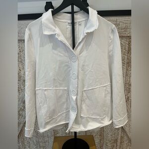 Habitat White 100% Cotton Button-Up Women's Jacket Size Large